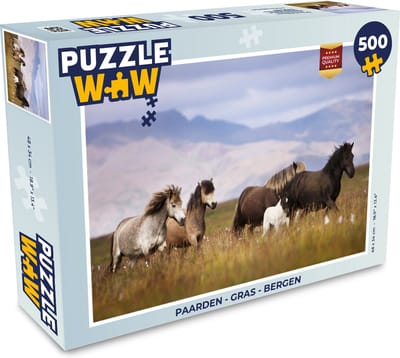 Puzzel Paarden - Gras - Bergen - Legpuzzel - Puzzel 500 stukjes