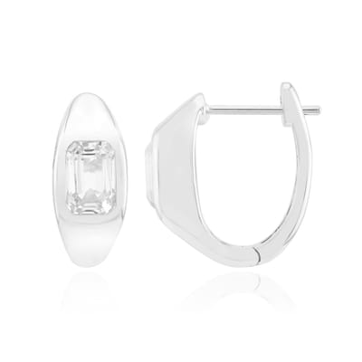 Cavill - Zilveren Oorbellen - 925 Sterling Zilver met Palladium - Witte Kunziet Achthoekig Trapgeslepen - 2,057 ct - Elegante Sieraden Dames 16 mm