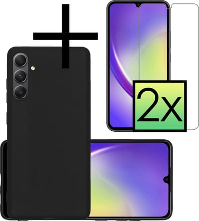 Hoesje - Met 2x Screenprotector - Geschikt voor Samsung Galaxy A34 - Sterk & Shockproof - Back Cover - Siliconen Case - Telefoon Hoes - Donkerblauw