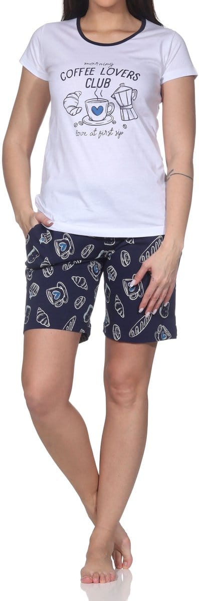Normann dames shorty shortama korte mouw Coffee Lovers Club ook in grote maten
