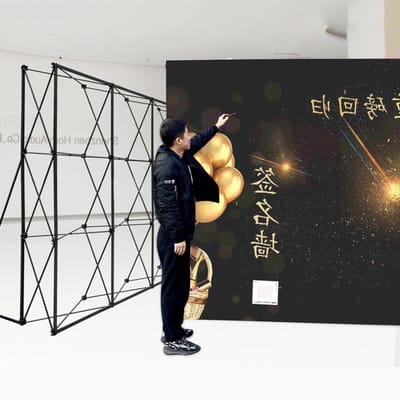 Pop-up Display Standaard - Spandoekhouder Frame - Evenementen Presentatie - Duurzaam IJzeren Frame - 23 m x 38 m - Zwart