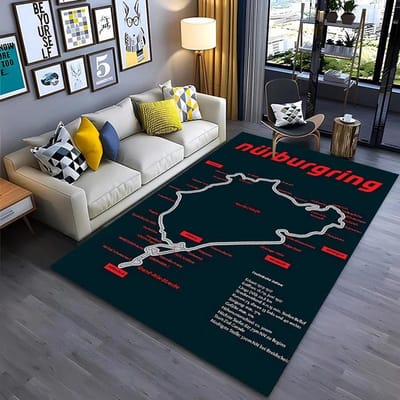 Tapis de sol HD 3D Nürburgring F1 Piste Internationale, Tapis pour Salon Chambre à Coucher Canapé Paillasson Décoration, Tapis de Sol Antidérapant Jeu Enfant Cadeau 40x60cm (16x24in)