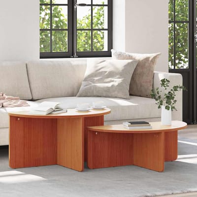 vidaXL - Salontafel - 2 - st - Wasbruin - 79 - x - 39,5 - x - 40 - cm - Massief - grenenhout