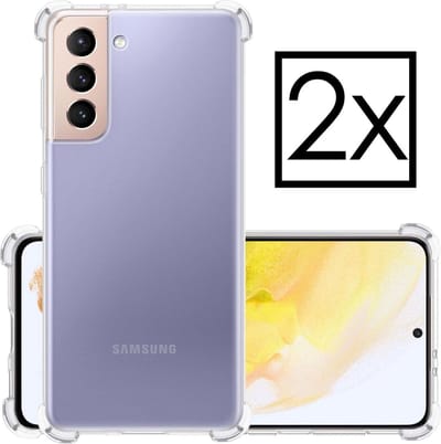 Hoesje - 2 Stuks - Geschikt voor Samsung Galaxy S21 - Sterk & Shockproof - Siliconen Case - Back Cover - Telefoon Hoes Shock Proof - Transparant