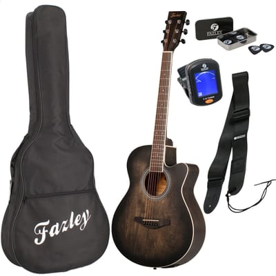 Westerngitaar - incl. gigbag, stemapparaat, band en plectrum - Zwart Fazley W55-COL-BK-EQ