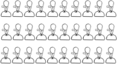 Robuuste D-vormige karabijnhaken met sleutelringen en draaiclips voor sleutels en accessoires (2 cm binnenbreedte)