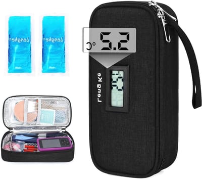 Reis koelbox voor insuline met temperatuurregeling - Medicijn koel tas met 2 koelelementen voor diabetesbenodigdheden, ideaal voor onderweg en op reis