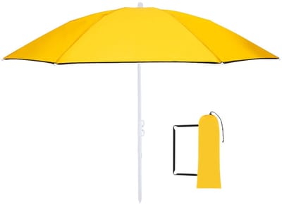 Strand parasol Vibe - D160 cm - geel - opvouwbaar - verstelbare hoogte - met opbergtas