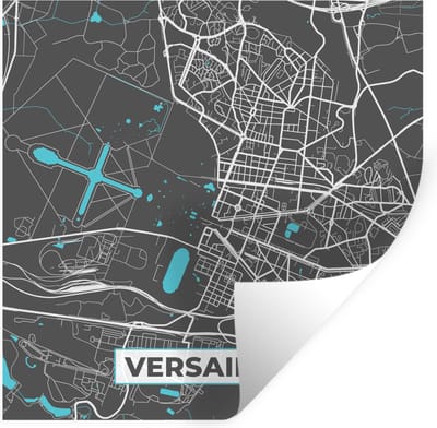 Muurstickers - Sticker Folie - Plattegrond – Versailles – Stadskaart – Kaart – Frankrijk - 100x100 cm - Plakfolie - Muurstickers Kinderkamer - Zelfklevend Behang XXL - Zelfklevend behangpapier - Stickerfolie