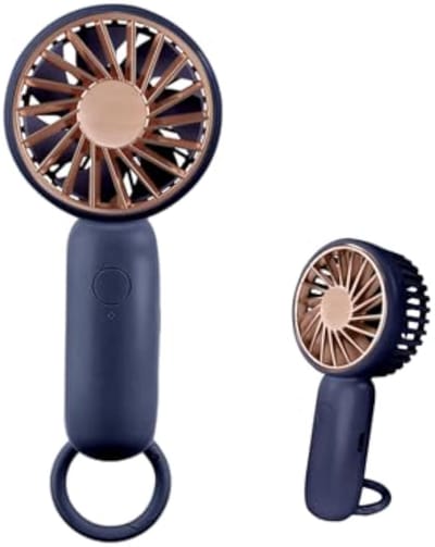 Mini handventilator, krachtige tafelventilator met gesp, schattig ontwerp, 3 windsnelheden, klein en draagbaar, lichtgewicht oplaadbare USB-ventilator voor gebruik bij make-up, geschikt voor modieuze meisjes (blauw).