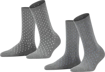 Esprit Fine Dot 2-Pack gedessineerd katoen multipack sokken dames grijs - maat 35-38
