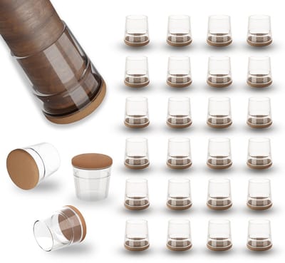 24 stuks stoelpootdoppen, beschermdoppen voor stoelpoten, transparant Vloerbeschermers met viltdoppen voor stoelen – Geluidsarme vloerbescherming voor houten vloeren Tegels Antislip Rond 19-23 mm