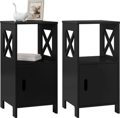 DHN Nachtkastjes set van 2 stuks - 2 Stuks Slaapkamer Nachtkastjes - 30X60X30Cm - Slaapkamer kasten - Zwart