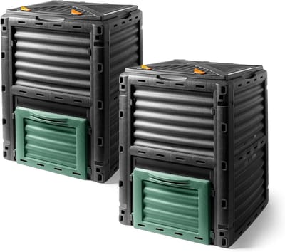 Compostbak Set - Afvalbak Tuin - GFT Afval Verwerken - Snelle Compostering - 300 Liter - Zwart