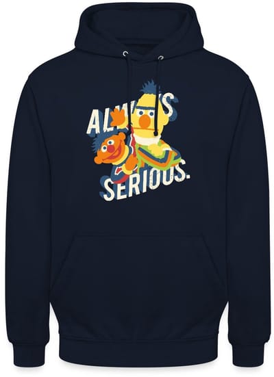 Sesamstraat Ernie Bert Altijd Serieus Always Serious Hoodie Unisex