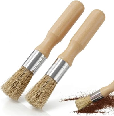 SnelShoppen - 2 Stuks Professionele Penselenset van Natuurlijk Hout, Ronde Lijm- en Waskwast voor Schilderen, Boekbinden, Meubels, Kalkverf en Kleine