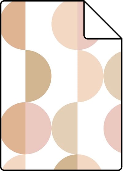Proefstaal ESTAhome behang grafisch motief terracotta, roze en beige - 26.5 x 21 cm - 139621-S