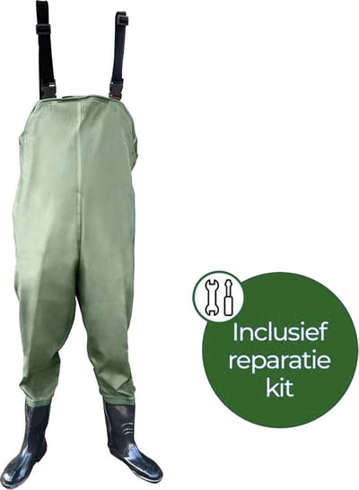 EASTWALL Waadpak – Schoenmaat 40 – Waterdicht PVC – Waadbroek met laarzen – Warmtepak – Groen