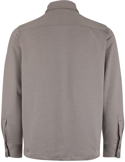 Taupe Overshirt Casa Moda twill structuur en knoopsluiting