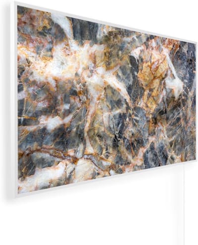 Infrarood Verwarming - Paneel Verwarming - Woonkamer Verwarmen - Ultra Vlak Element - 50x90cm - Natuursteen Print Wit