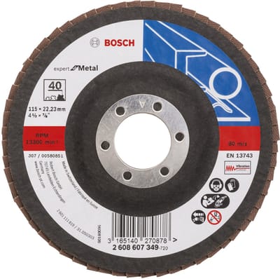 Bosch Accessories 2608607349 2608607349 Lamellenschijf Diameter 115 mm Boordiameter 22.23 mm Korrelgrootte (num) 40 Metaal 1 stuk(s)