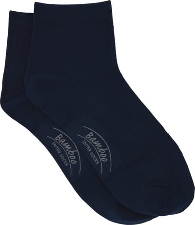 Intersocks dames shortsock - korte dameskousjes in bamboe met rib - 6 paar marine blauw