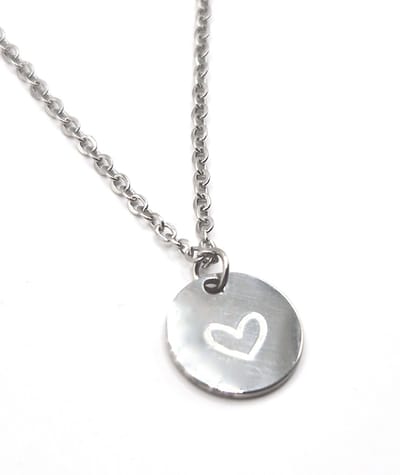 Ketting Meisje- Hartjes Ketting- Ketting met Munt Disc- Meisje ketting met hanger- Zilver RVS Stainless Steel- Kind- LiLaLove