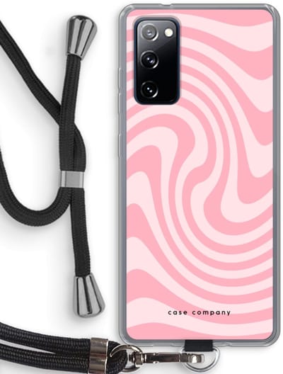 Case Company® - Hoesje met koord geschikt voor Samsung Galaxy S20 FE / S20 FE 5G hoesje met Koord - Swirl Roos - Telefoonhoesje met Zwart Koord - Bescherming aan alle Kanten en Over de Schermrand