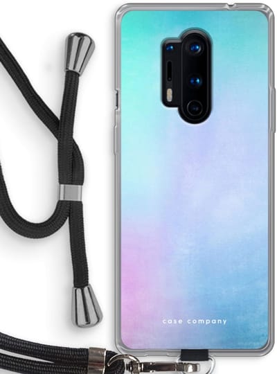 Case Company® - Hoesje met koord geschikt voor OnePlus 8 Pro hoesje met Koord - Mist pastel - Telefoonhoesje met Zwart Koord - Bescherming aan alle Kanten en Over de Schermrand