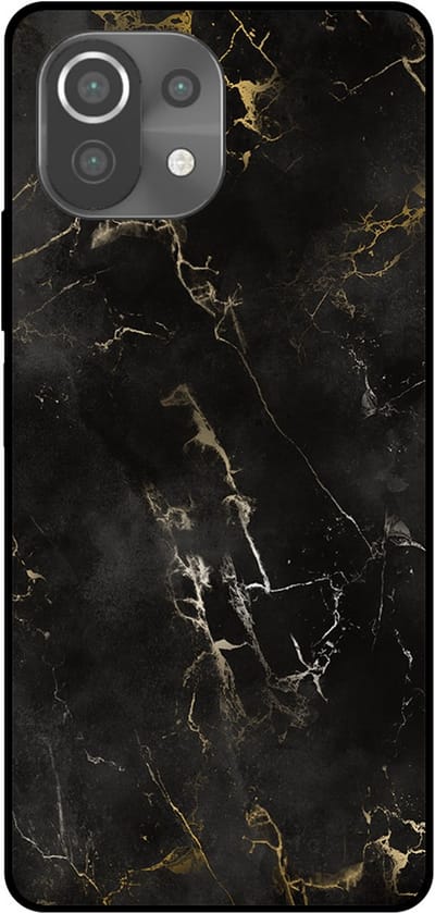 Smartphonica Telefoonhoesje Geschikt voor Xiaomi Mi 11 Lite met marmer opdruk - TPU backcover case black marble design - Zwart geschikt voor Xiaomi Mi 11 Lite