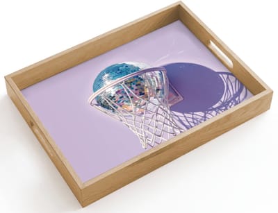 Dienblad hout 40x30 cm - Schootdienblad - Discobal - Basketbalring - Grafisch - Borrelplank rechthoek - Plateau dienbladen