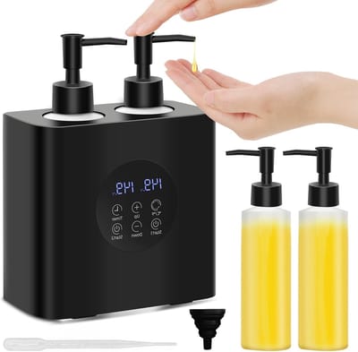 Massageolie Verwarmer met Automatische Verwarming, Inclusief 4 Olieflessen voor Ontspannende Massages en Hydraterende Lichaamscrème