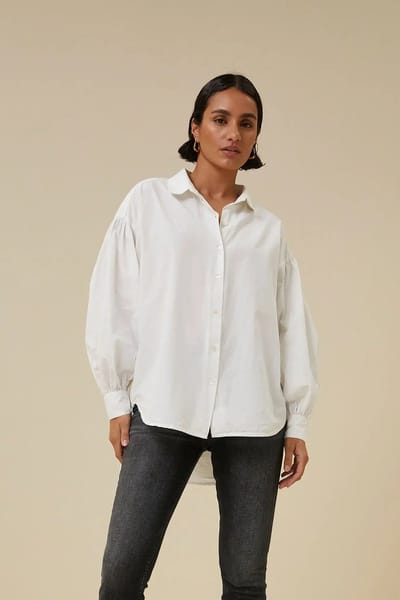 By-Bar Sarah Poplin Blouse White Maat: XS | Longsleeves Outlet | Dames | Wit