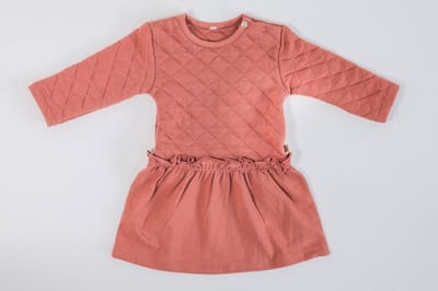 MXM Baby Jurk - Lange mouwen - Roze - Katoen - Warm - gewatteerd - Ronde hals - Drukknopen - Maat 74