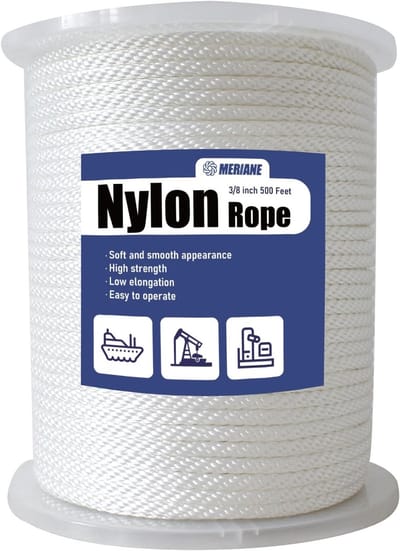 Gevlochten Nylon Touw - Massief Touw - Kamperen Waslijn - UV Bestendig Slijtvast - 500 Feet - Wit