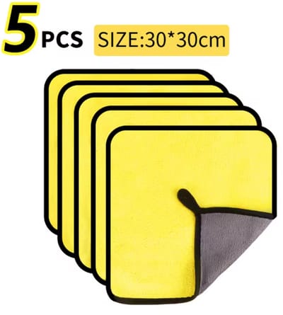 TLVX 5 stuks Hoge Kwaliteit Microvezeldoek 30cm x 30cm – Zachte Auto Droogdoek – Stof Poetsdoek –Hoog Absorberend – Microveber – Schoonmaak – Car Detailling – Vocht Water Opname doek – Stofvrij – Streeploos - Herbruikbaar – Wasbaar – Snel Drogend
