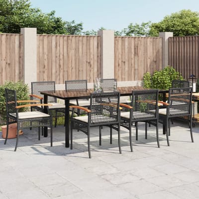 vidaXL - 9-delige - Tuinset - poly - rattan - zwart