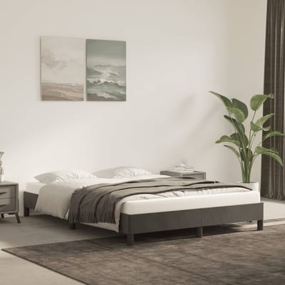 vidaXL - Bedframe - zonder - matras - 140x190 - cm - fluweel - donkergrijs