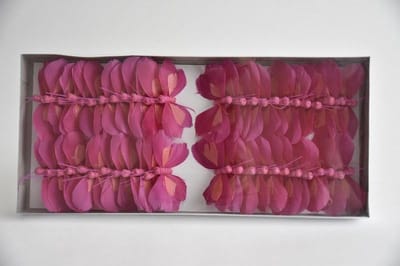 Bijstekers - W/b. 48 Butterflies/pick Pink 8cm