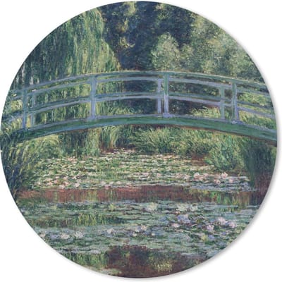 Muismat rond 20x20 cm - Mousepad De Japanse brug en de waterlelies - Claude Monet - Ronde muismatten