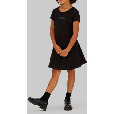Calvin Klein Girls Punto Ss Dress Black Taglia: 4 | Vestiti Outlet | kids | Nero