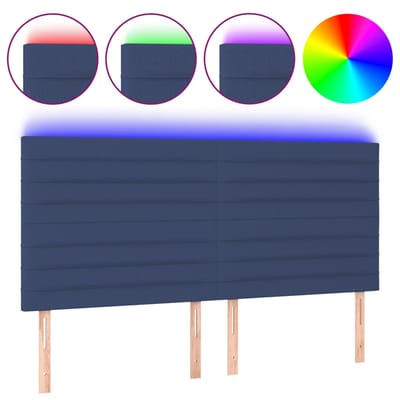 vidaXL - Hoofdbord - LED - 180x5x118/128 - cm - stof - blauw