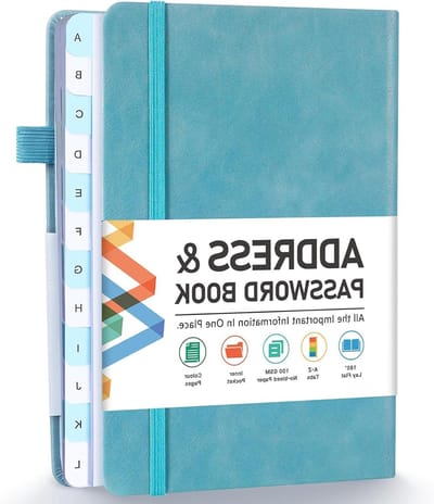 Adresboek - Adres- en wachtwoordbewaarder - Informatie Organiseren - Alfabetische tabbladen - 135 cm x 196 cm - Hardcover
