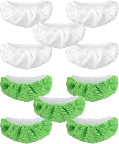 10-pack stoomreinigingsdoekjes - Universele microvezeldoekjesset - Vervangende doekjes voor stoomreinigers - Voor alle handheld stoomreinigers - Wasbare - herbruikbare vervangende doekjes (Groen + Wit)