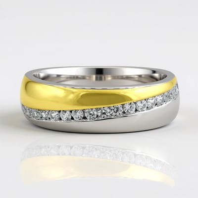 Cavill - Zilveren Ring met 19 Cambodjaanse Zirkonen 0,38 ct - 925 Sterling Zilver Tweekleurig - Moderne Elegante Damesring - Channel Zetting