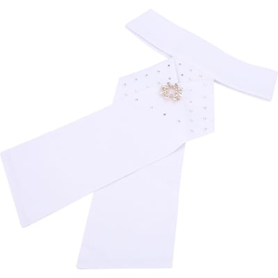 Paardrijden Stock Tie Ruiter Pre-Knoop Broche Katoen Volwassene Stropdas Kraag Uitrusting white