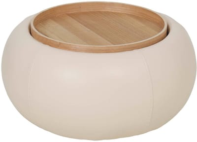 DÉJA Living Salontafel Draby - Rond Beige/Naturel - Incl. Opbergruimte - 73cm