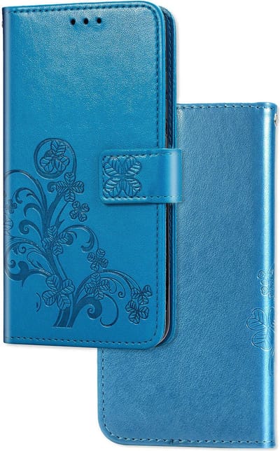 Hoesje geschikt voor Samsung Galaxy A25 - Bookcase - Pasjeshouder - Portemonnee - Bloemenprint - Kunstleer - Blauw