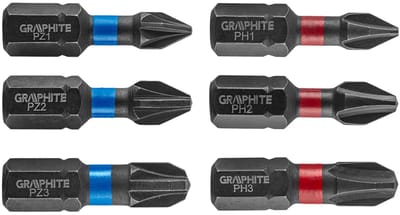 GRAPHITE - Schroefbitset - PH1/2/3, PZ1/2/3 - 25mm - S2 Staal
