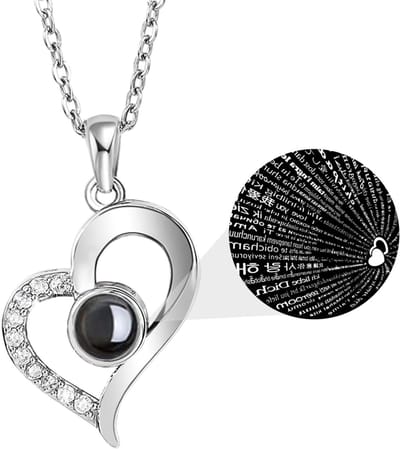 Liefdevolle ketting met hartje, 100 talen, verguld en zilver, romantisch sieraad voor vrouwen, moeders en vriendinnen